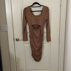 Ruched Brown Dress